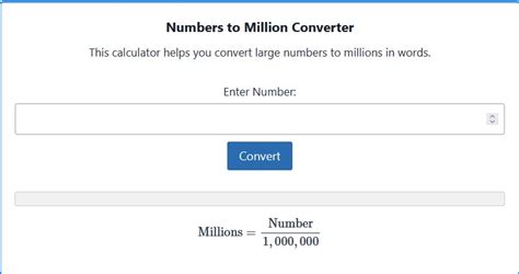 Number to Million Converter .